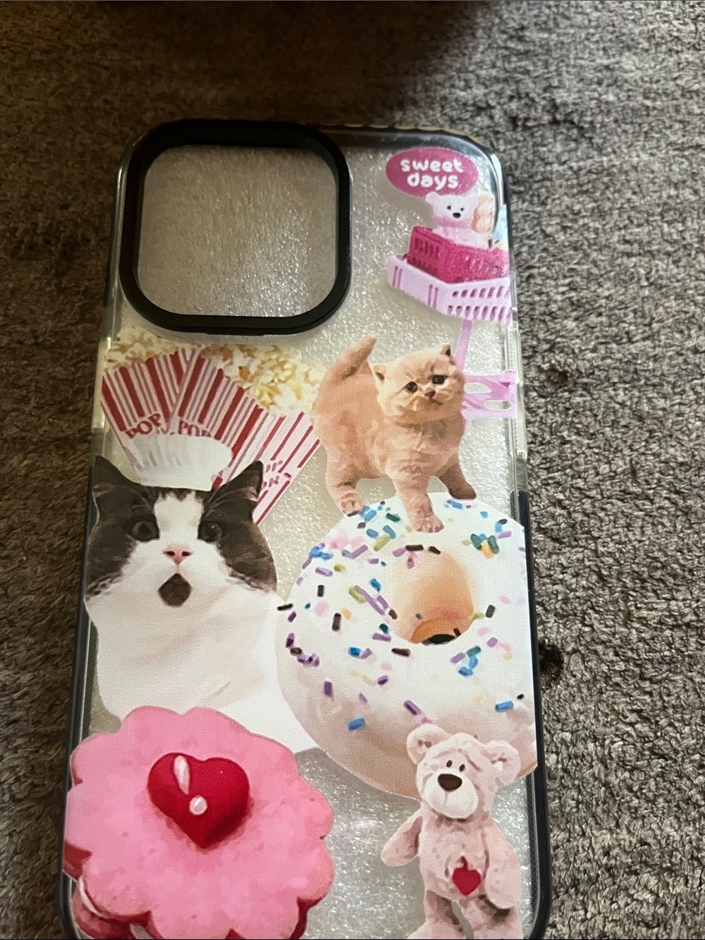 Glitter Cat, Donut & Teddy Phone Case – Pink Accents